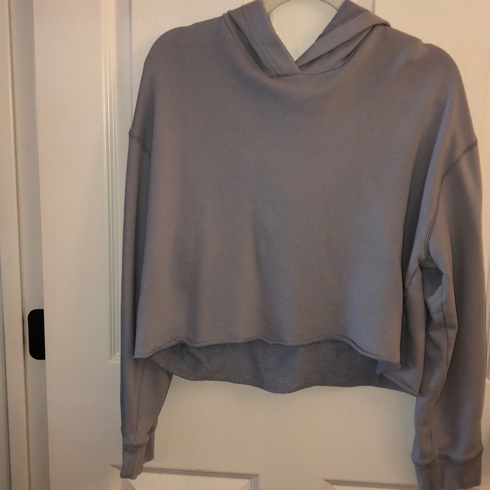 PINK Periwinkle Cropped Baseball Stitch Hoodie